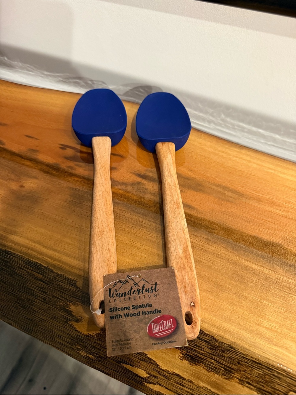 Wanderlust Collection Blue Silicone Spatula with Wood Handle